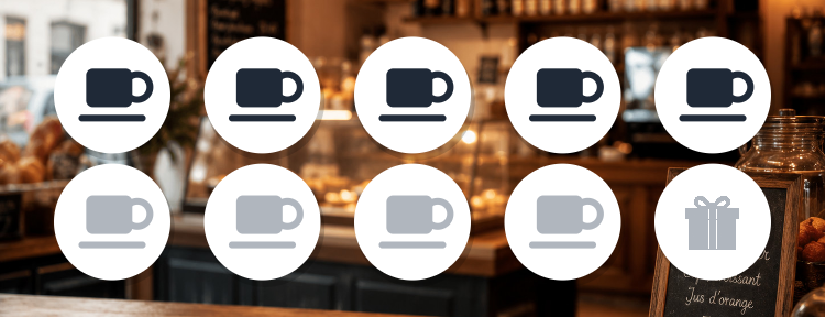 Carte de fidélité Café Marcel — 5 tampons sur 10